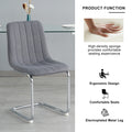 Modern Simple Light Luxury Dining Dark Grey Chair Home Bedroom Stool Back Student Desk Chair Metal Leg Silver Bow Chairs Set Of 4 Dark Gray Foam Metal