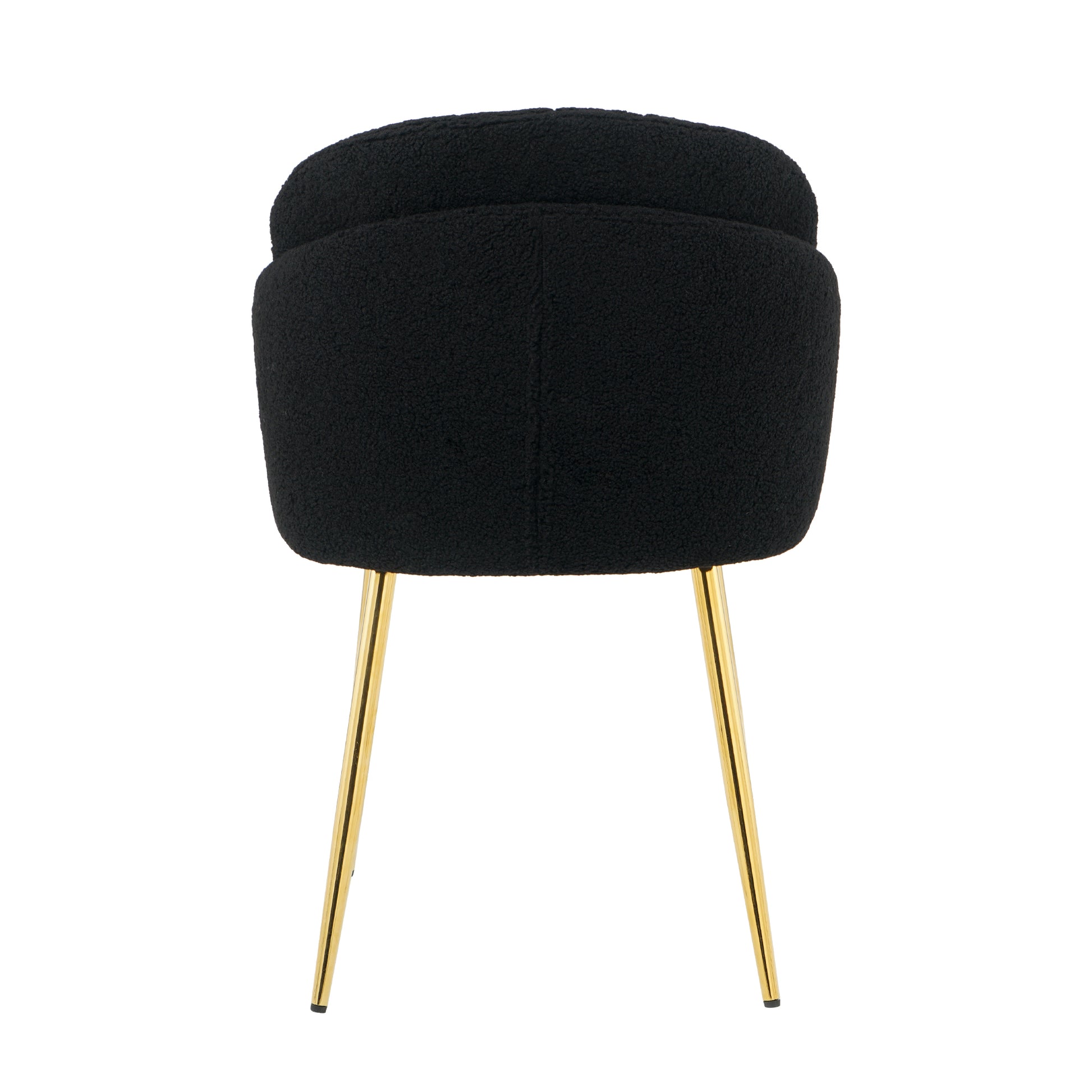 Modern Simple Black Teddy Fleece Dining Chair Fabric Upholstered Chairs Home Bedroom Stool Back Dressing Chair Gold Metal Legs Set Of 2 Black Foam Metal
