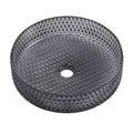 Glass Basin Circular Vessel Bathroom Basin, Bathroom Countertop Basin Transparent Grey Grey Bathroom Modern Glass