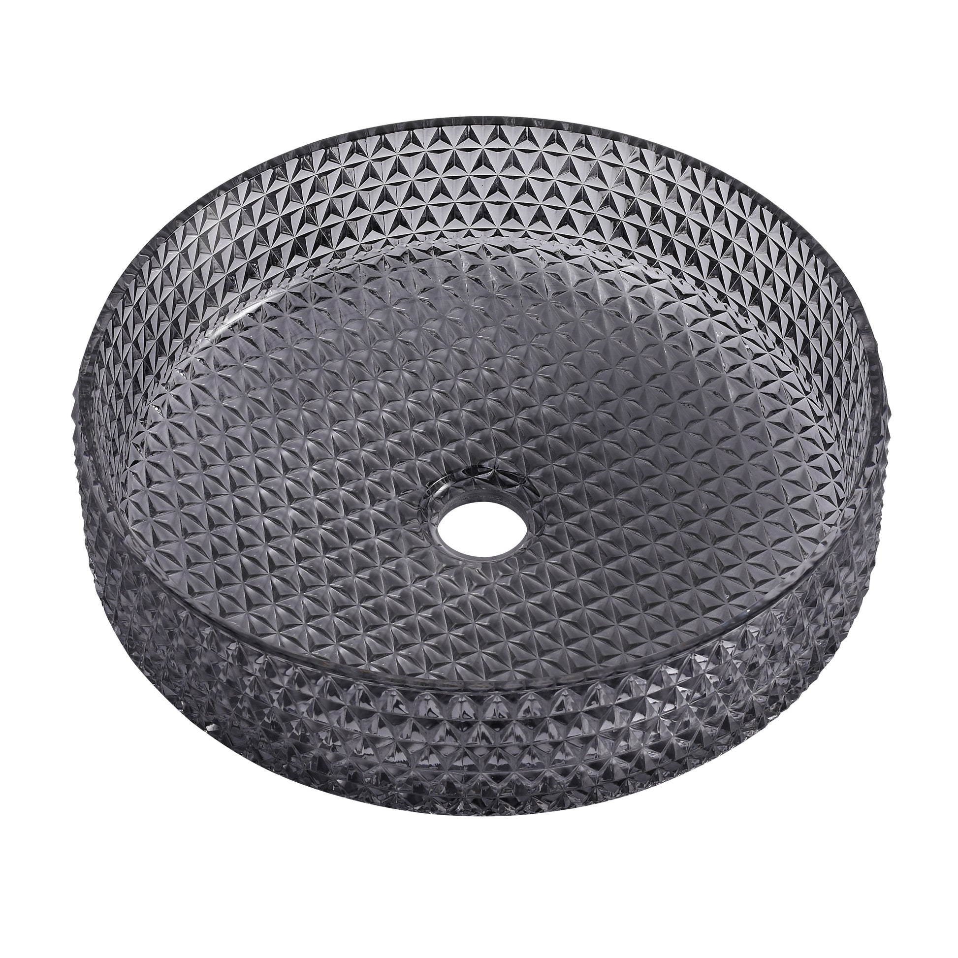 Glass Basin Circular Vessel Bathroom Basin, Bathroom Countertop Basin Transparent Grey Grey Bathroom Modern Glass
