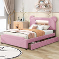 Full Size Upholstered Storage Platform Bed With Cartoon Ears Headboard, Led And Usb, Pink Box Spring Not Required Full Pink Wood Bedroom Bed Frame Upholstered