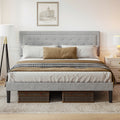 Light Grey Bed Frame With Adjustable Border Headboard Queen Size Box Spring Not Required Queen Light Grey Iron Light Brown Bedroom Modern Bed Frame Polyester Iron