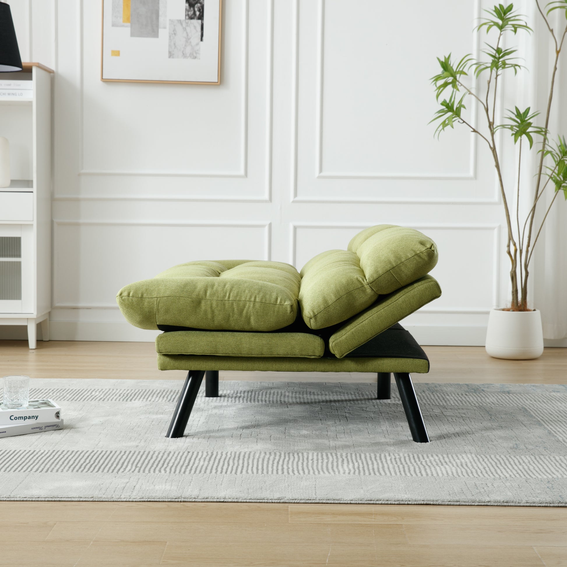 United We Win Furniture,Bedroom Furniture,Living Room Furniture,Sofa With Thick Cushion,Sofa Bed,Sleeper Sofa With Metal Feet. Green Linen 2 Seat