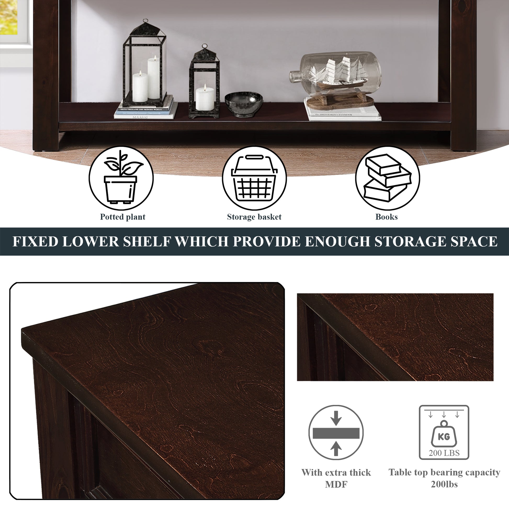 63" Pine Wood Console Table With 4 Drawers And 1 Bottom Shelf For Entryway Hallway Easy Assembly 63 Inch Long Sofa Table Light Espresso Light Espresso Pine