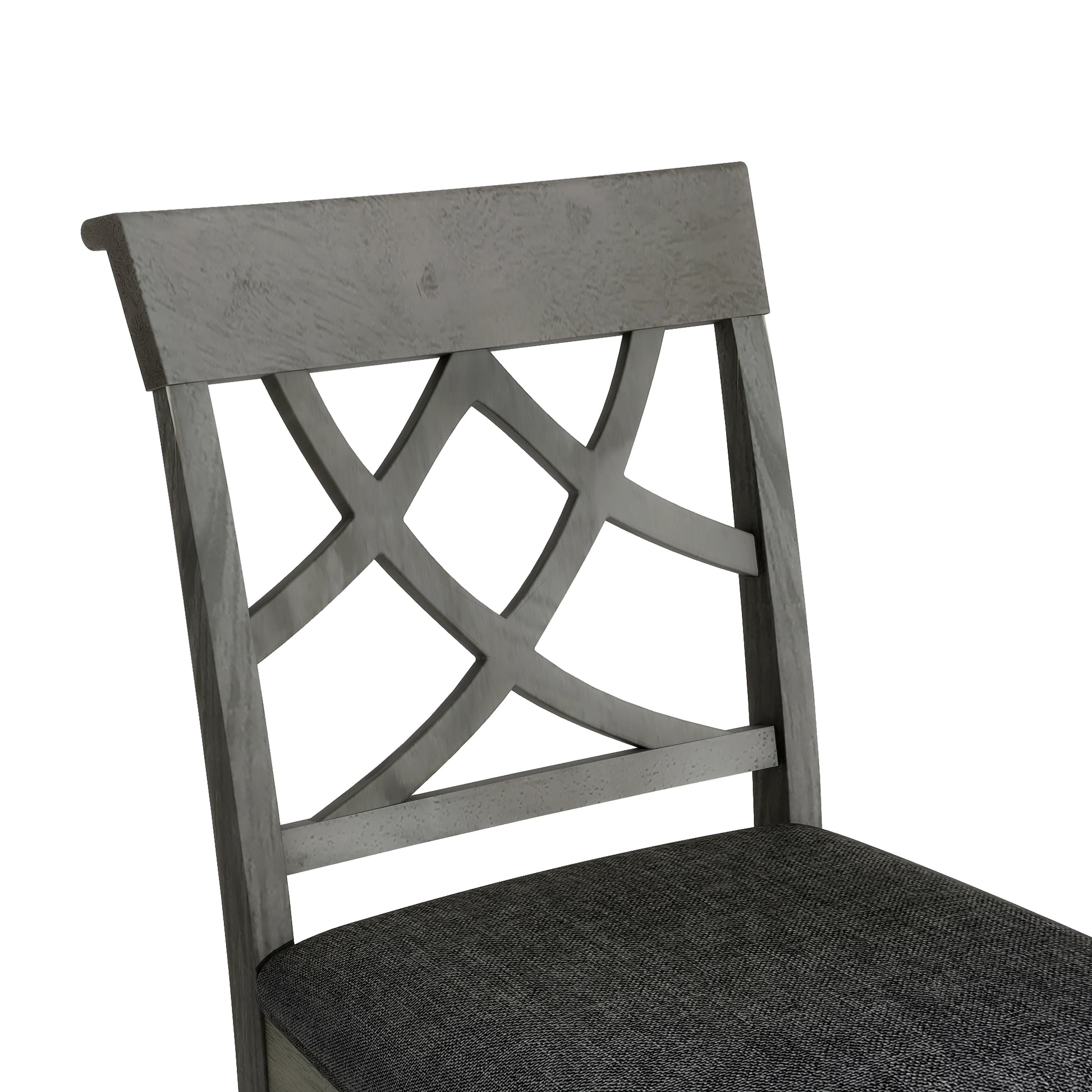 Updated Counter Height 5 Piece Solid Wood Dining Table Set, 59*35.4Inch Table With Curved Wine Rack And 4 Upholstered Chairs, Grey Wood Dining Room Solid Wood Rubberwood Rectangular Dining Table With Chair Wood Wood Grey Solid Back Seats 4 Farmhouse 4