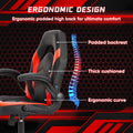 Sweetcrispy Gaming Chair Pu Leather Computer Chair Ergonomic Office Chair With Lumbar Support, Height Adjustable Rolling Desk Chairs With Flip Up Armrests Black Red Pu