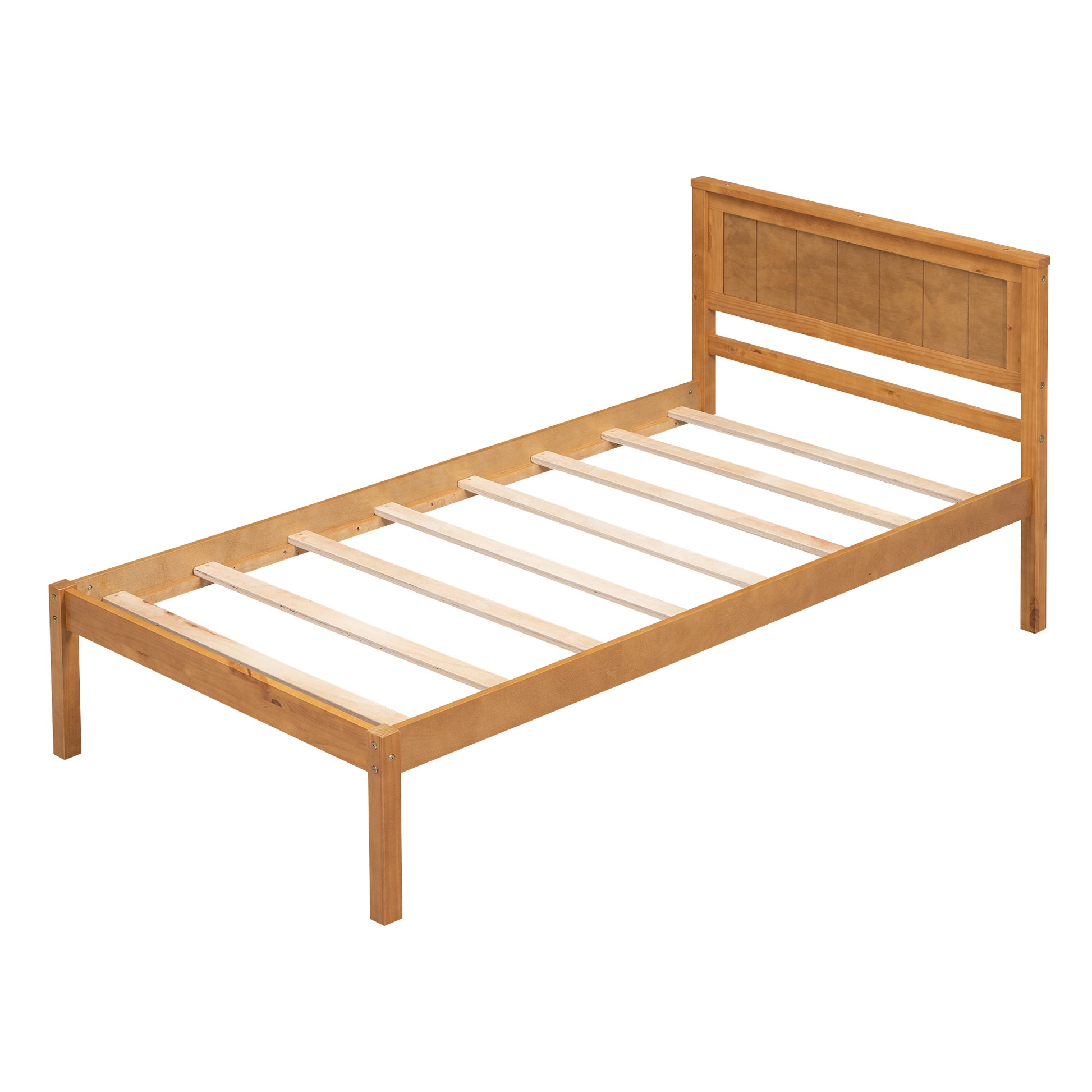Platform Bed Frame With Headboardwood Slat Supportno Box Spring Needed ,Twin,Oak Twin Oak Wood Pine