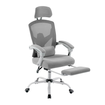Sweetcrispy Mesh High Back Ergonomic Office Chair Lumbar Support Pillow Computer Desk Chair Grey Nylon Mesh