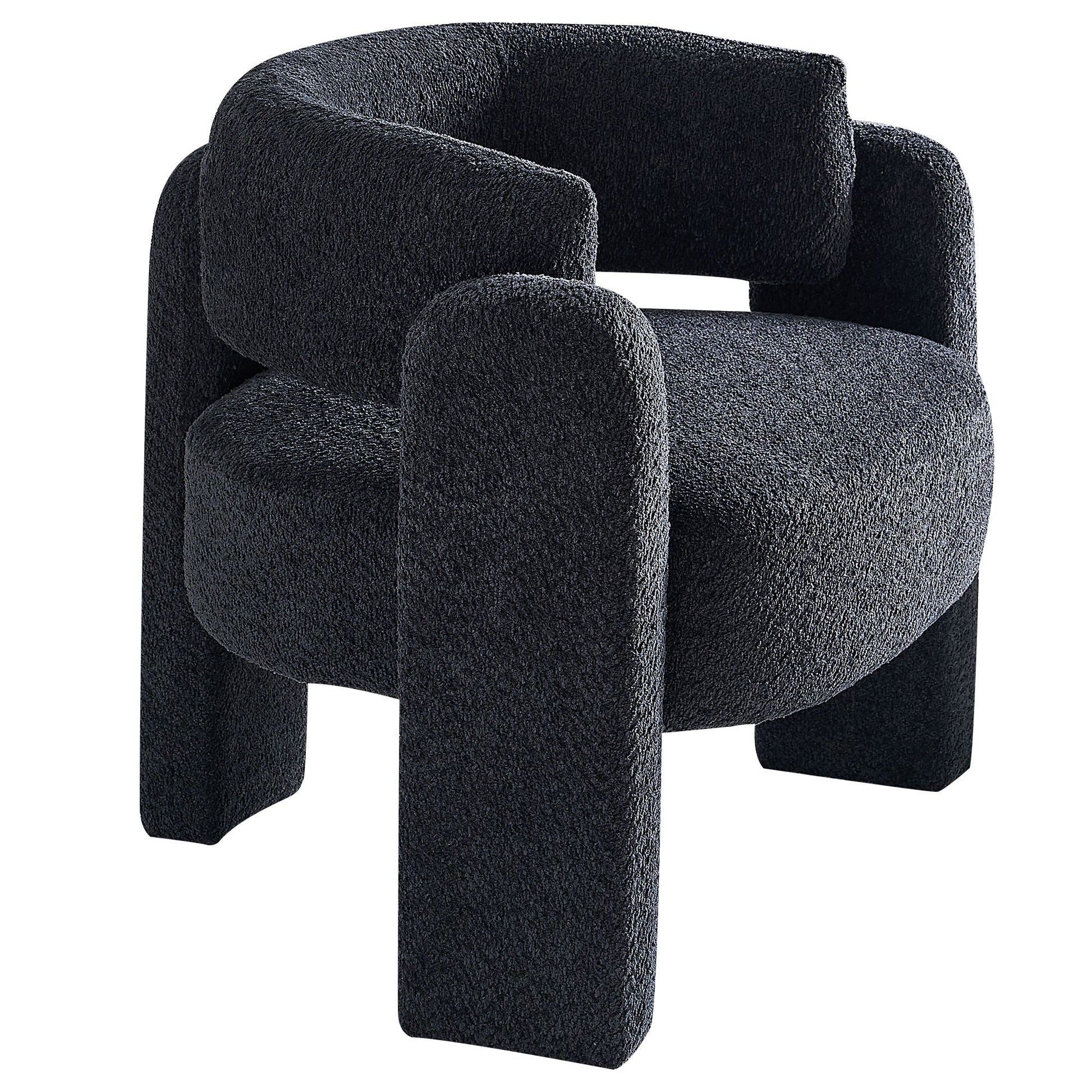 34.65" Wide Boucle Upholstery Accent Chair Dark Grey Dark Grey Primary Living Space Modern Foam Boucle