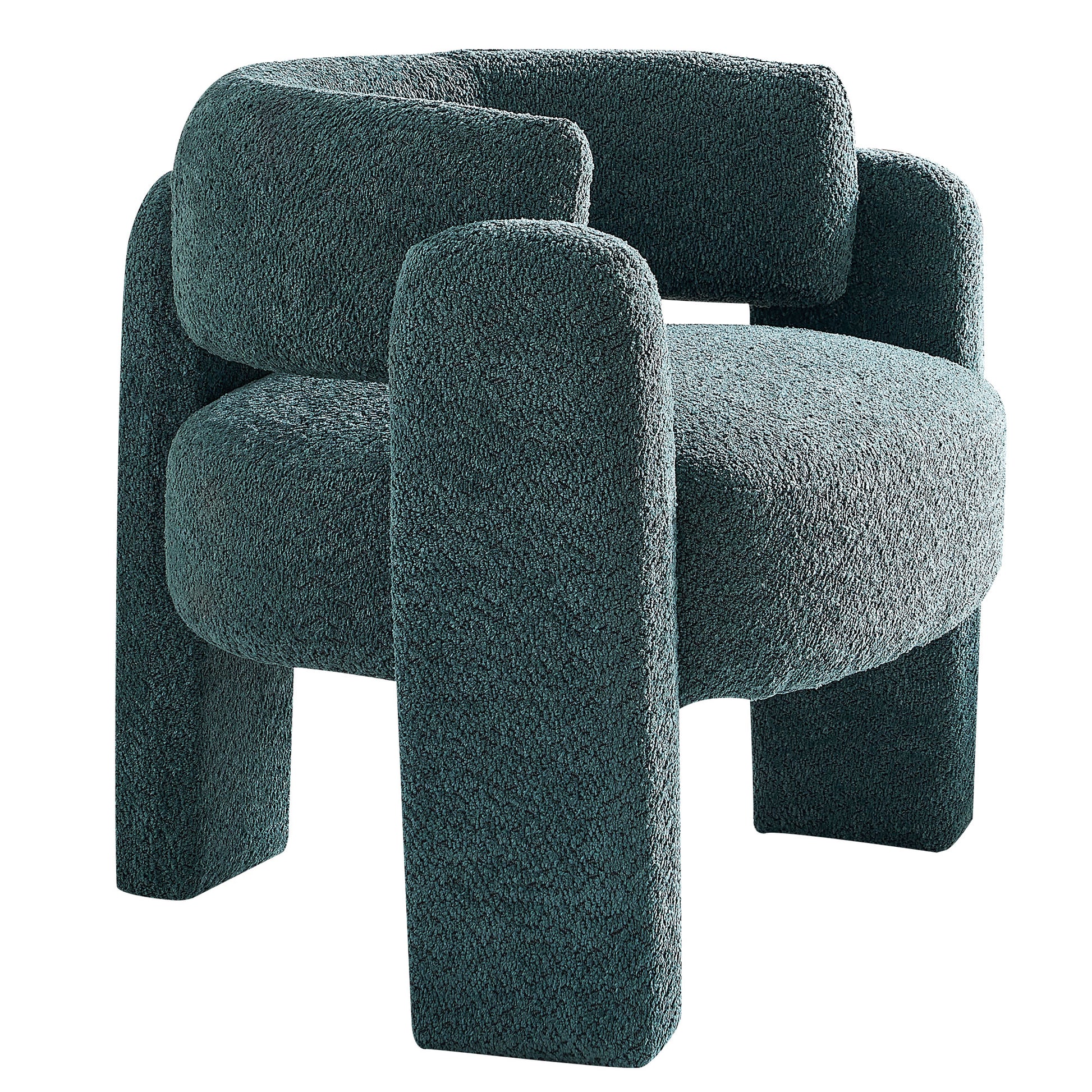 34.65" Wide Boucle Upholstery Accent Chair Green Green Primary Living Space Modern Foam Boucle