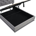 Full Size Upholstered Bed With Hydraulic Storage System And Led Light, Modern Platform Bed With Button Tufted Design Headboard, Gray Gray Linen