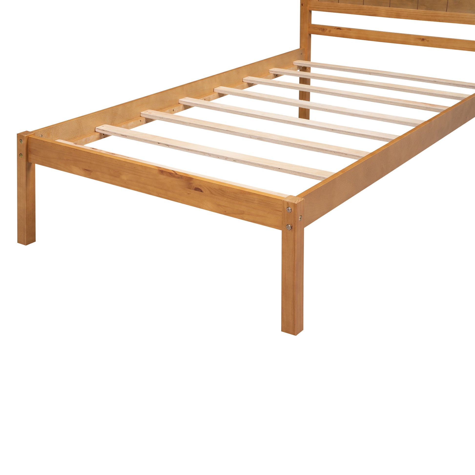 Platform Bed Frame With Headboardwood Slat Supportno Box Spring Needed ,Twin,Oak Twin Oak Wood Pine