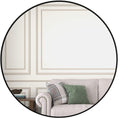 Black 36 Inch Metal Round Bathroom Mirror Black Classic Mdf Glass Aluminium Alloy