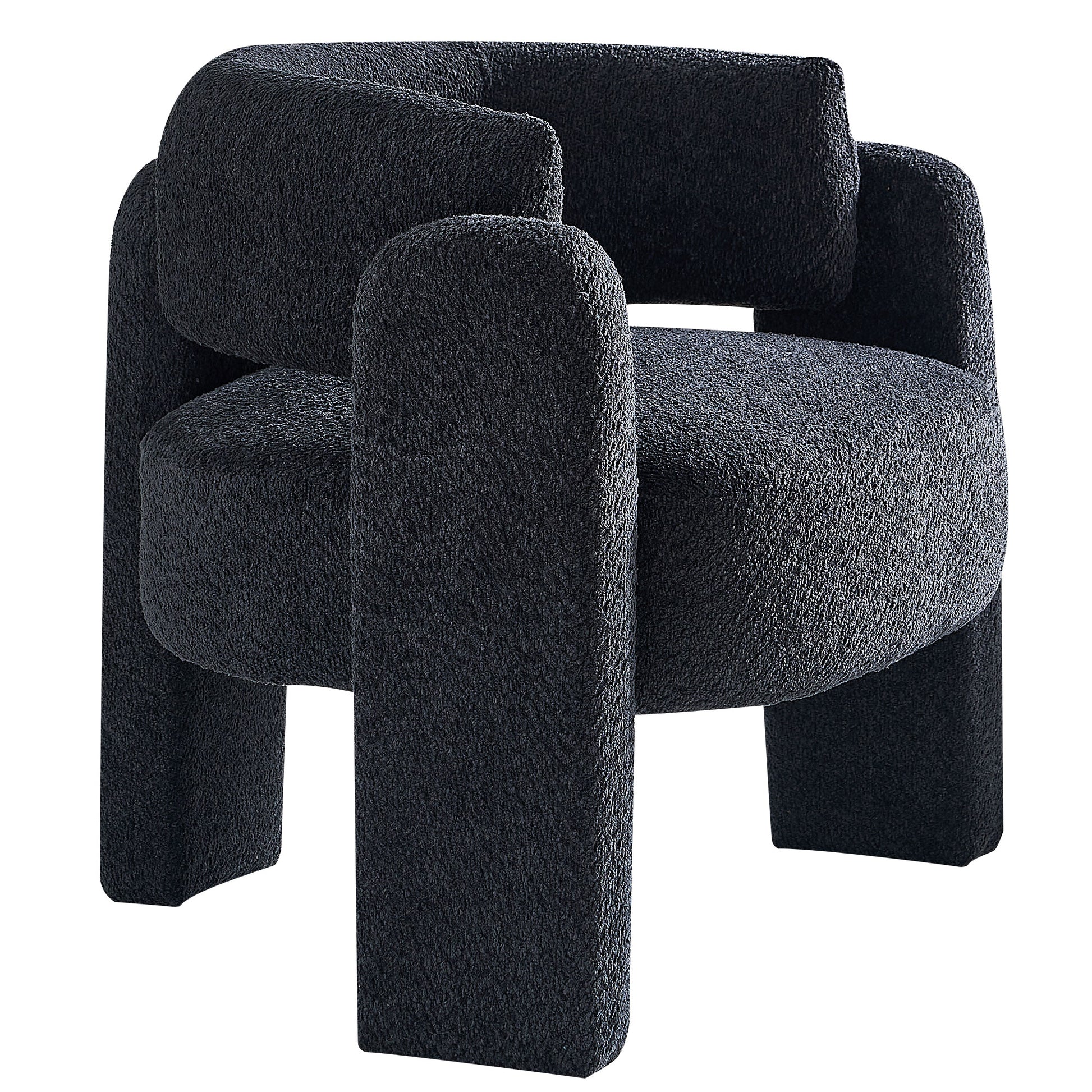 34.65" Wide Boucle Upholstery Accent Chair Dark Grey Dark Grey Primary Living Space Modern Foam Boucle