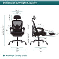 Sweetcrispy Mesh High Back Ergonomic Office Chair Lumbar Support Pillow Computer Desk Chair Black Nylon Mesh