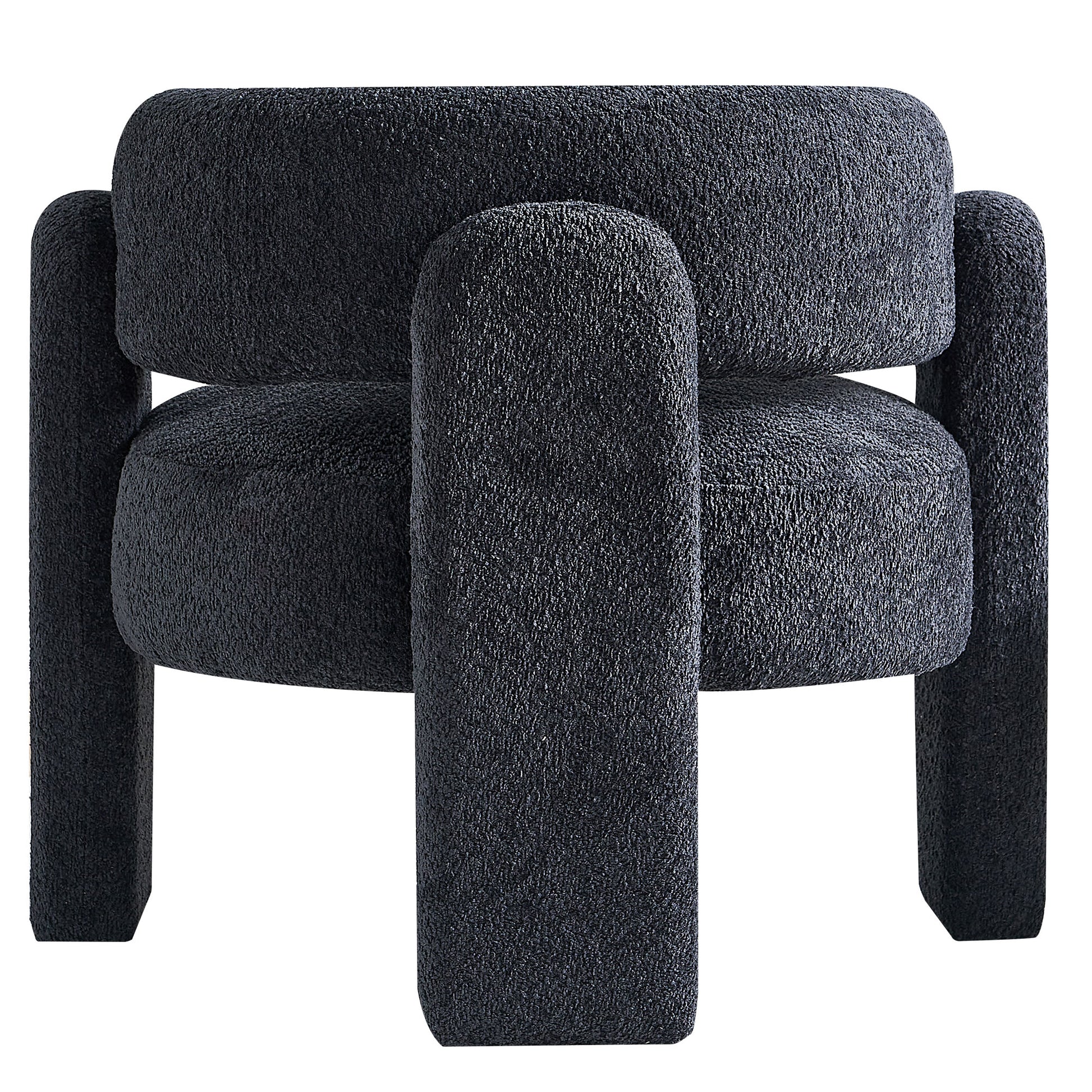 34.65" Wide Boucle Upholstery Accent Chair Dark Grey Dark Grey Primary Living Space Modern Foam Boucle