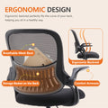 Sweetcrispy Drafting Tall Office Chair Ergonomic High Desk Chair With Flip Up Armrests Black Nylon Mesh