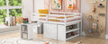 Full Size Loft Bed With Retractable Writing Desk And 3 Drawers, Wooden Loft Bed With Storage Stairs And Shelves, White White Solid Wood Mdf