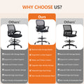 Sweetcrispy Ergonomic Drafting Chair Tall Standing Desk Office Chair Black Nylon Mesh