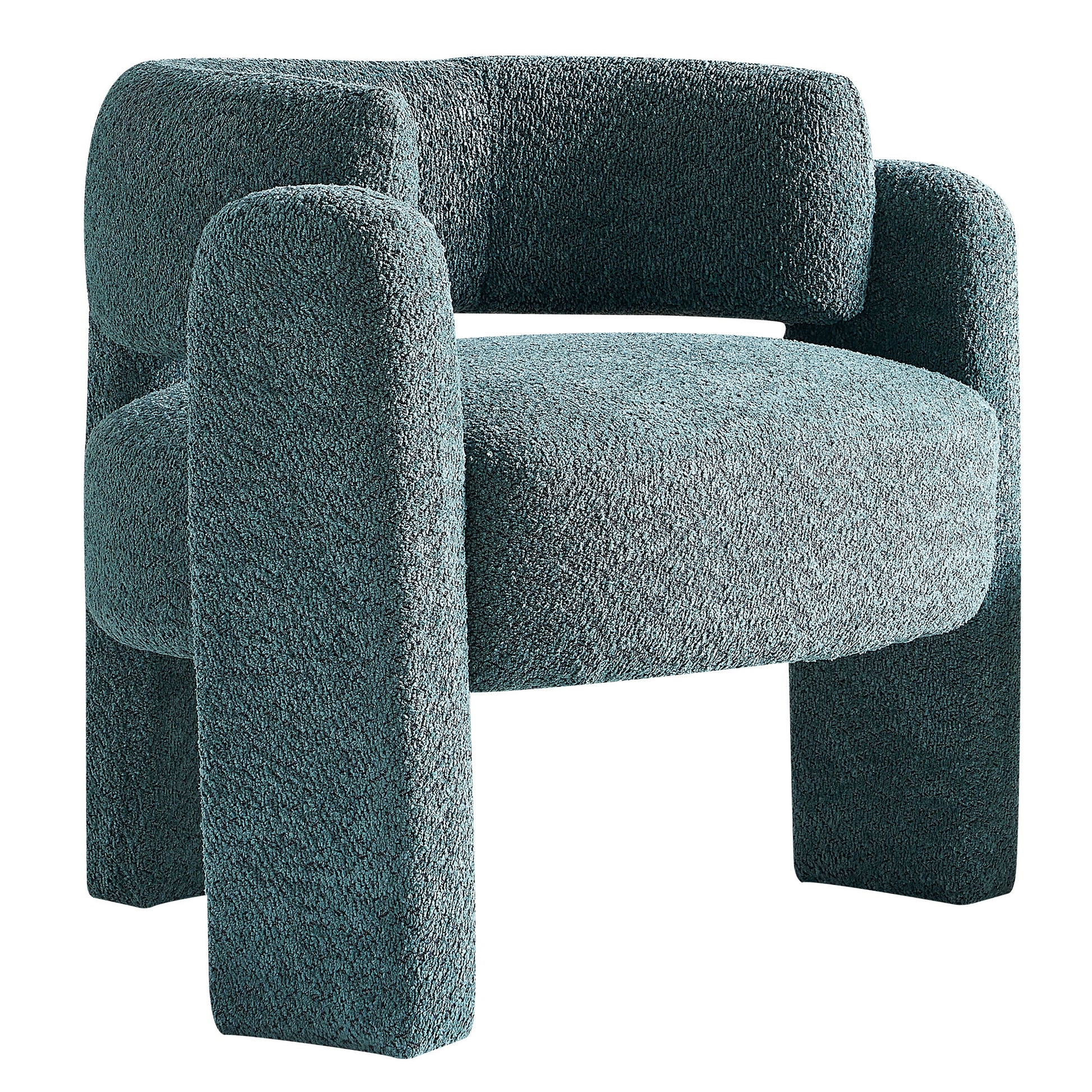 34.65" Wide Boucle Upholstery Accent Chair Green Green Primary Living Space Modern Foam Boucle