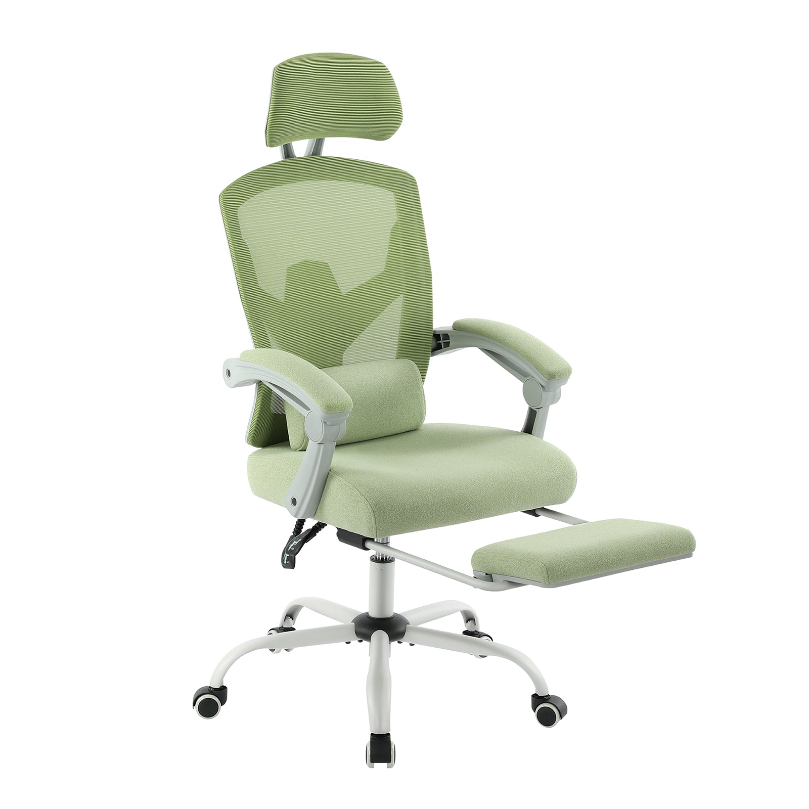 Sweetcrispy Mesh High Back Ergonomic Office Chair Lumbar Support Pillow Computer Desk Chair Green Nylon Mesh