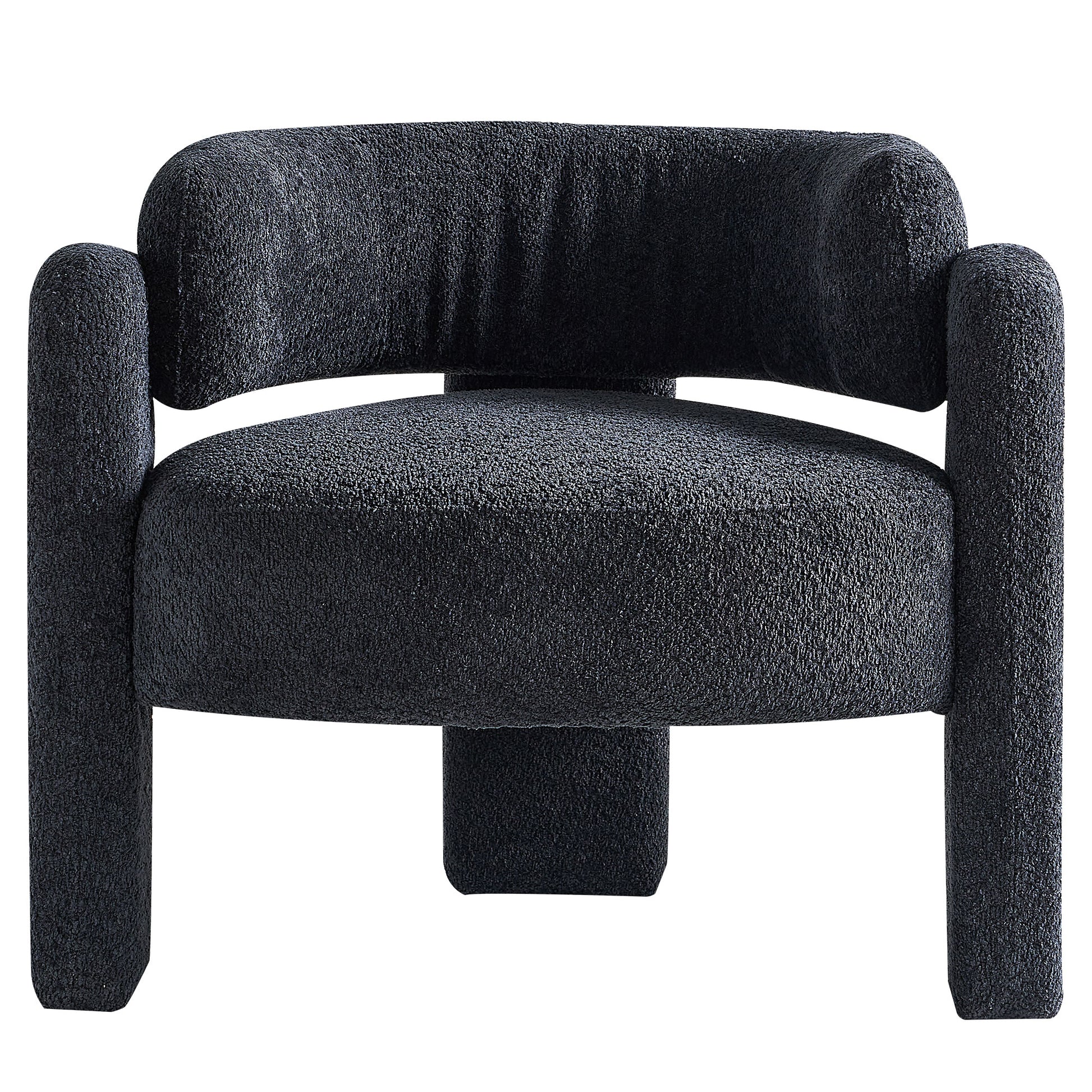 34.65" Wide Boucle Upholstery Accent Chair Dark Grey Dark Grey Primary Living Space Modern Foam Boucle