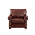 Living Room Sofa Single Seat Chair With Wood Leg Burdy Faux Leather Burgundy Foam Pu Leather
