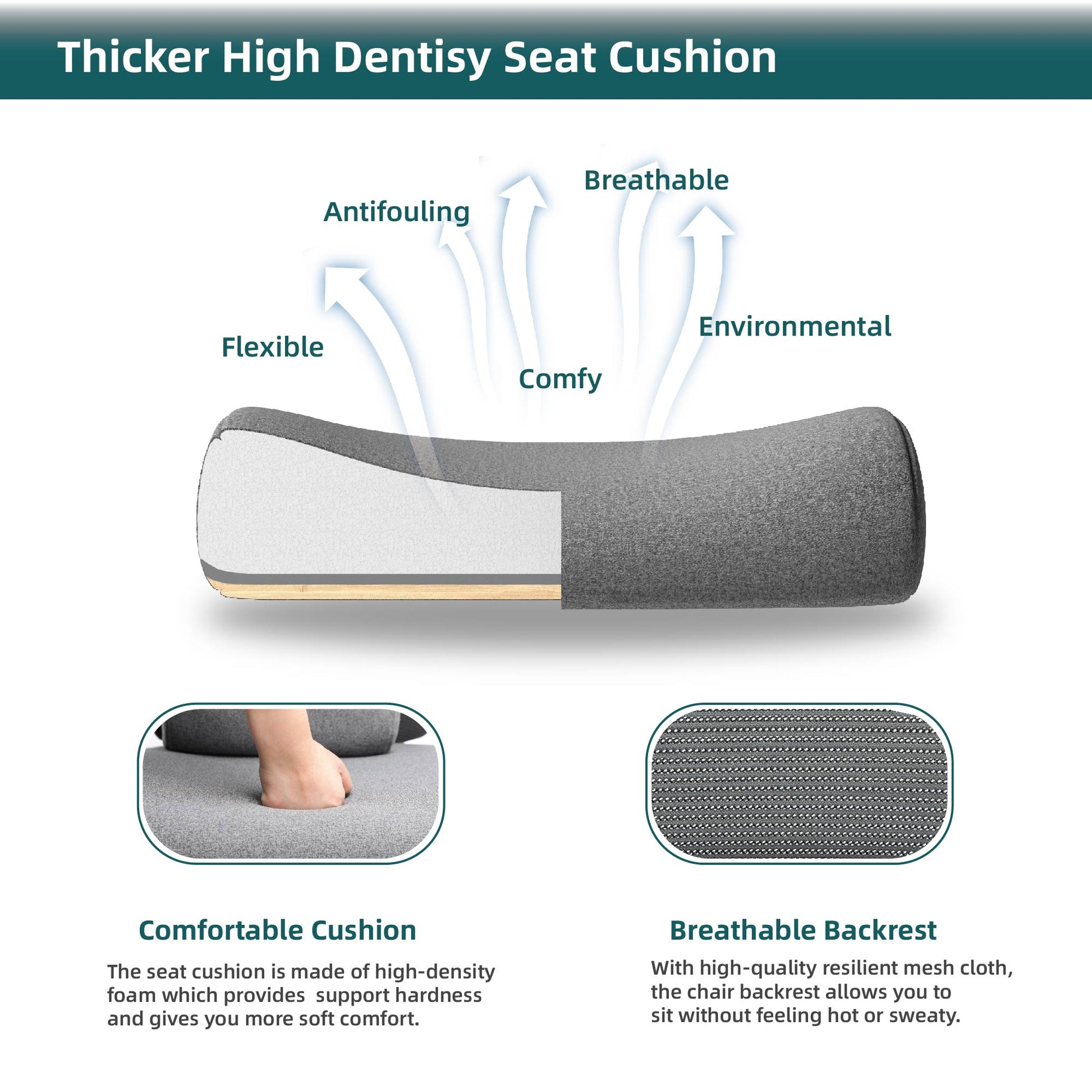 Sweetcrispy Mesh High Back Ergonomic Office Chair Lumbar Support Pillow Computer Desk Chair Grey Nylon Mesh