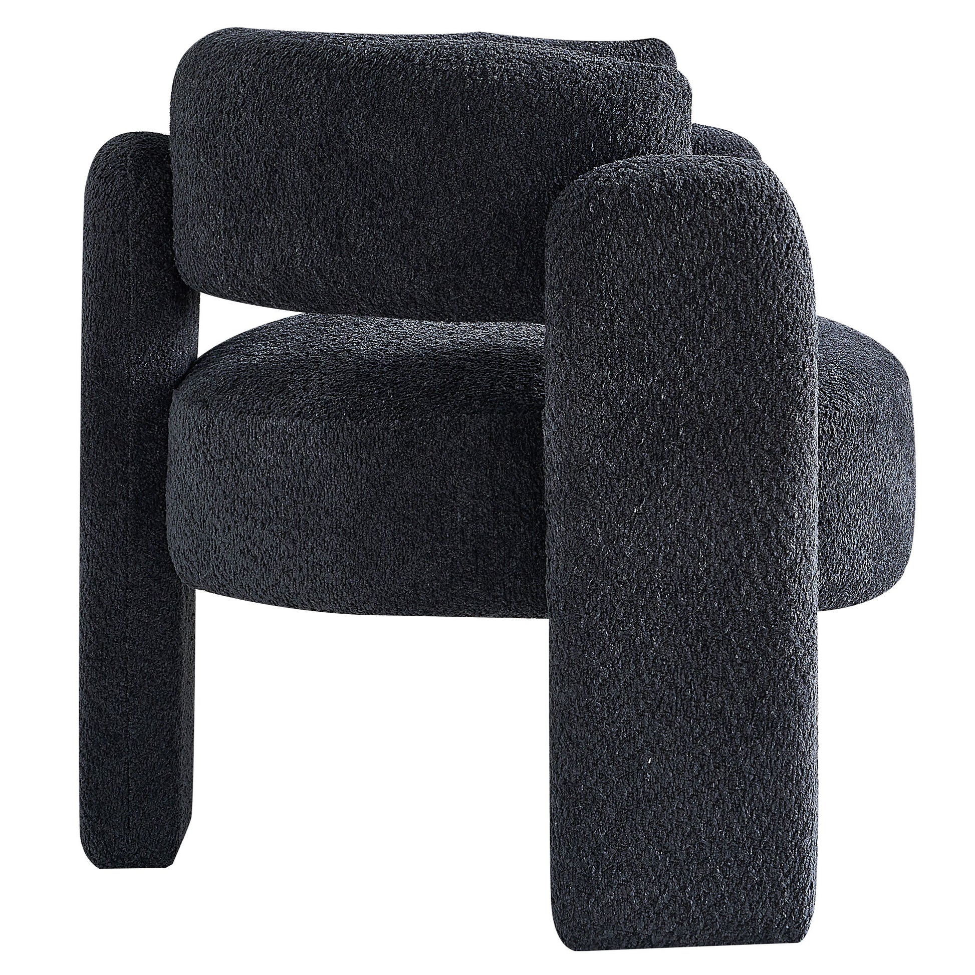 34.65" Wide Boucle Upholstery Accent Chair Dark Grey Dark Grey Primary Living Space Modern Foam Boucle