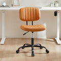 Sweetcrispy Pu Leather Low Back Task Chair Small Home Office Chair With Wheels Brown Abs Rubber Steel Q235