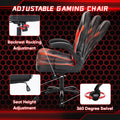 Sweetcrispy Gaming Chair Pu Leather Computer Chair Ergonomic Office Chair With Lumbar Support, Height Adjustable Rolling Desk Chairs With Flip Up Armrests Black Red Pu