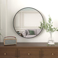 Black 36 Inch Metal Round Bathroom Mirror Black Classic Mdf Glass Aluminium Alloy