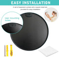 Black 36 Inch Metal Round Bathroom Mirror Black Classic Mdf Glass Aluminium Alloy