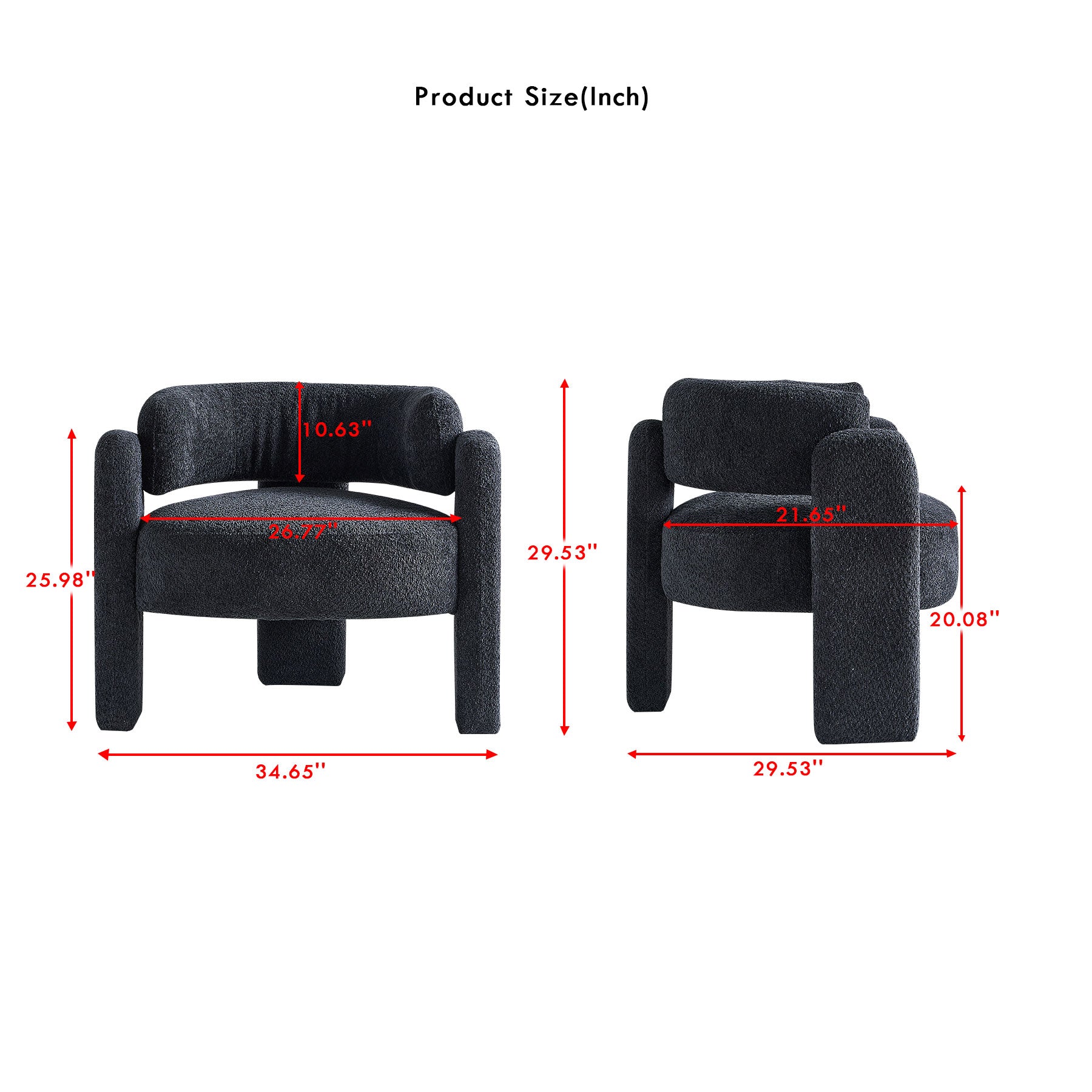 34.65" Wide Boucle Upholstery Accent Chair Dark Grey Dark Grey Primary Living Space Modern Foam Boucle