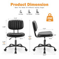 Sweetcrispy Pu Leather Low Back Task Chair Small Home Office Chair With Wheels Black Abs Rubber Steel Q235
