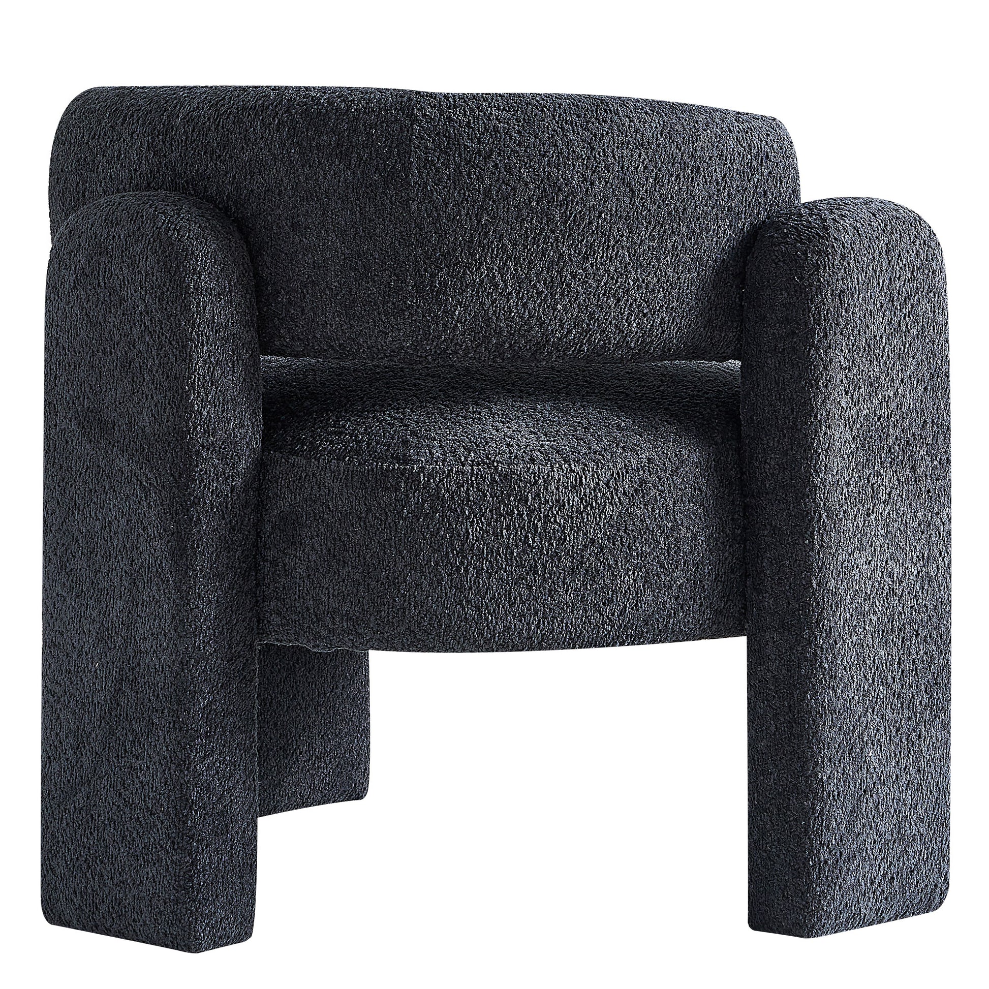 34.65" Wide Boucle Upholstery Accent Chair Dark Grey Dark Grey Primary Living Space Modern Foam Boucle