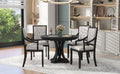 Retro 5 Piece Dining Set Extendable Round Table And 4 Chairs For Kitchen Dining Room Black Oak Black Mdf