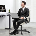 Sweetcrispy Mid Back Office Desk Chair With Padded Armrests Pu Leather Home Office Chair Gray Pu Leather
