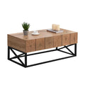 43.31'' Luxury Coffee Table With Two Drawers, Industrial Coffee Table For Living Room, Bedroom & Office Natural Mdf Iron