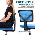 Sweetcrispy Armless Desk Chair Small Home Office Chair With Lumbar Support Blue Nylon Mesh