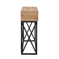 43.31'' Luxury Wood Sofa Table, Industrial Console Table For Entryway, Hallway Tables With Two Drawers For Living Room Natural Mdf Iron