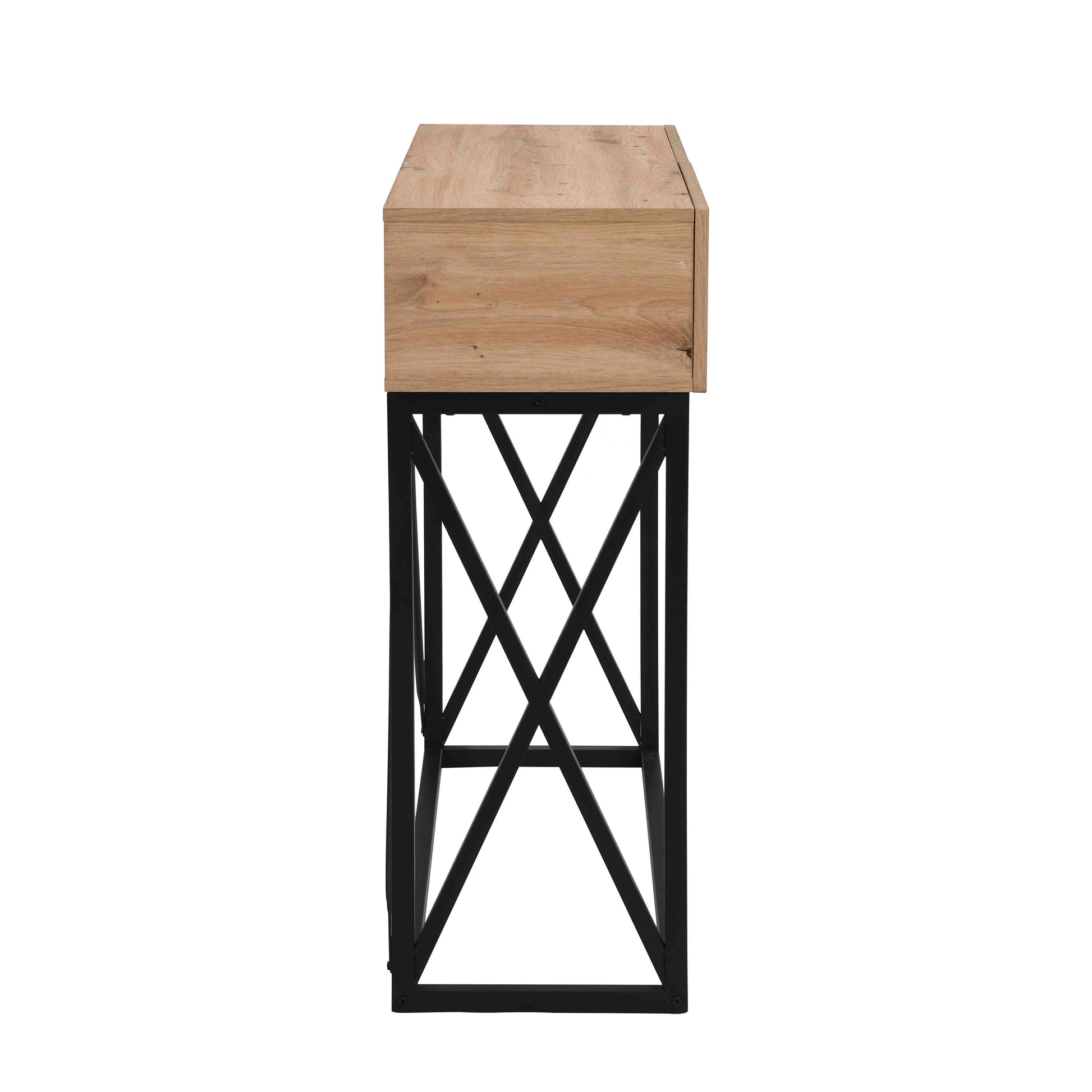 43.31'' Luxury Wood Sofa Table, Industrial Console Table For Entryway, Hallway Tables With Two Drawers For Living Room Natural Mdf Iron