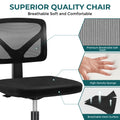 Sweetcrispy Armless Desk Chair Small Home Office Chair With Lumbar Support Black Nylon Mesh