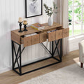 43.31'' Luxury Wood Sofa Table, Industrial Console Table For Entryway, Hallway Tables With Two Drawers For Living Room Natural Mdf Iron