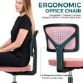 Sweetcrispy Armless Desk Chair Small Home Office Chair With Lumbar Support Pink Nylon Mesh