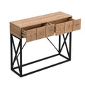 43.31'' Luxury Wood Sofa Table, Industrial Console Table For Entryway, Hallway Tables With Two Drawers For Living Room Natural Mdf Iron
