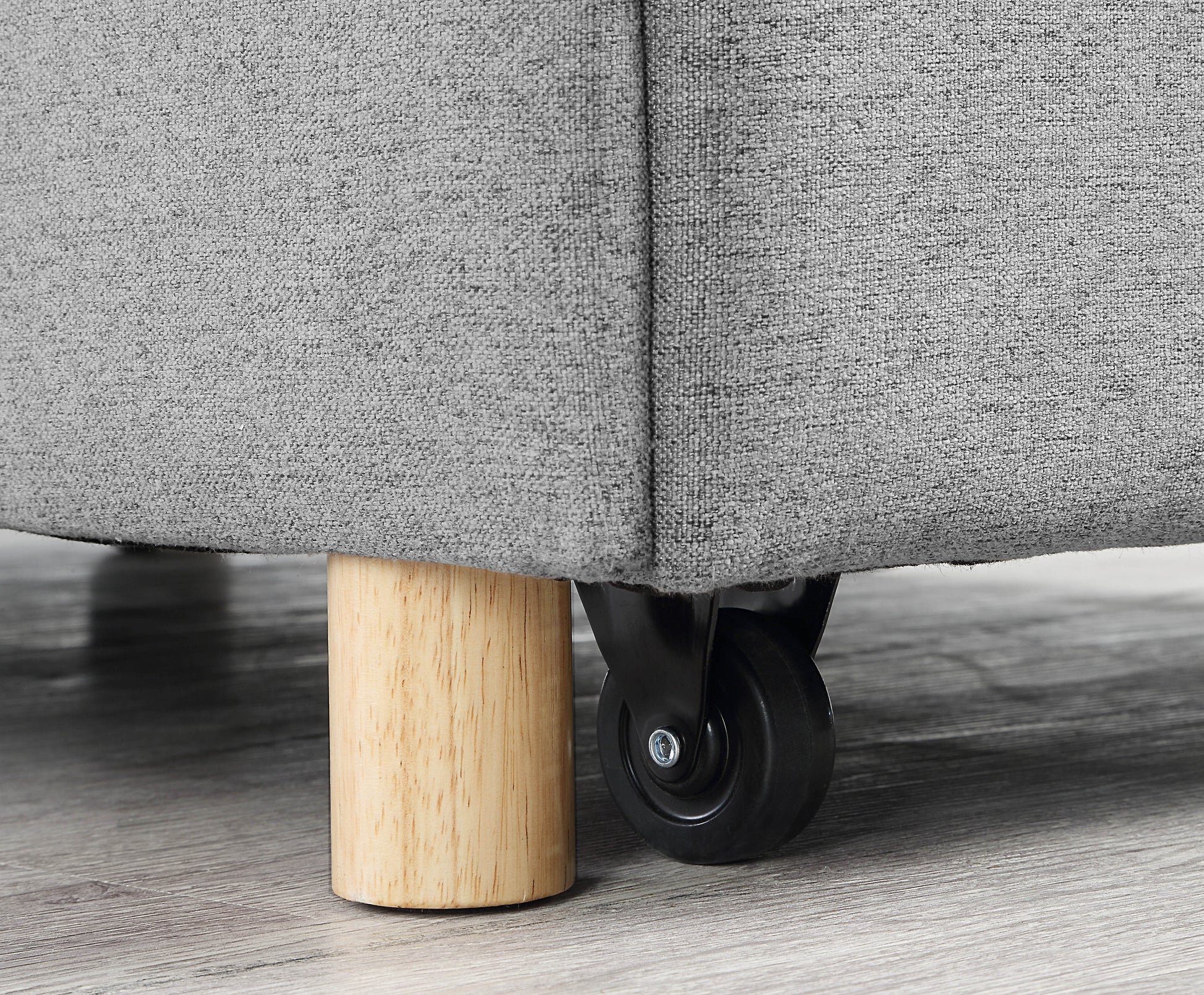 4 In 1 Convertible Sofas & Couches, Single Extendable Sofa With 6 Position Adjustable Back, Sofa Bed With 2 Pillows, Gray Gray Linen Armless Wood Fabric 1 Seat