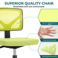 Sweetcrispy Armless Desk Chair Small Home Office Chair With Lumbar Support Green Nylon Mesh