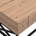 43.31'' Luxury Coffee Table With Two Drawers, Industrial Coffee Table For Living Room, Bedroom & Office Natural Mdf Iron