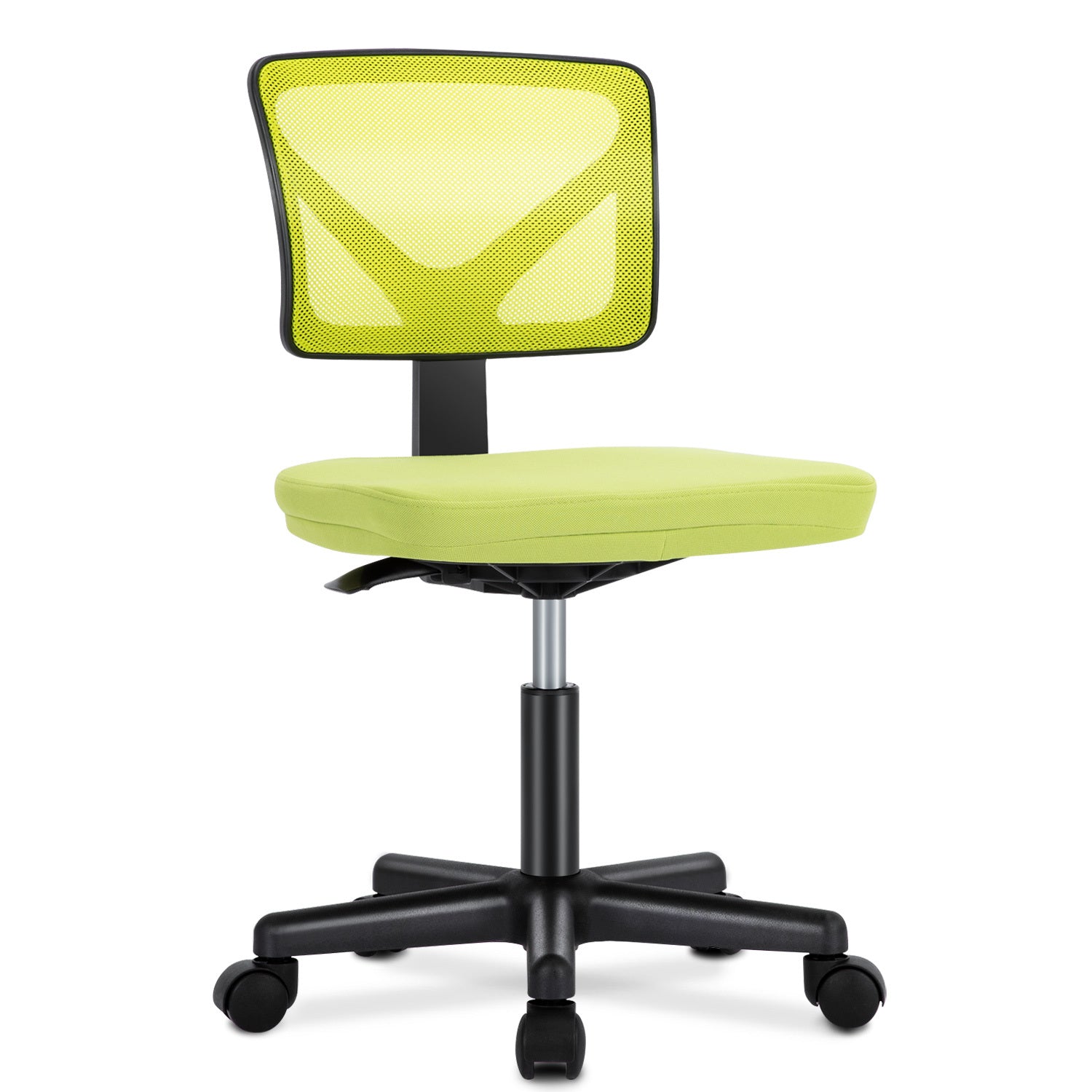 Sweetcrispy Armless Desk Chair Small Home Office Chair With Lumbar Support Green Nylon Mesh